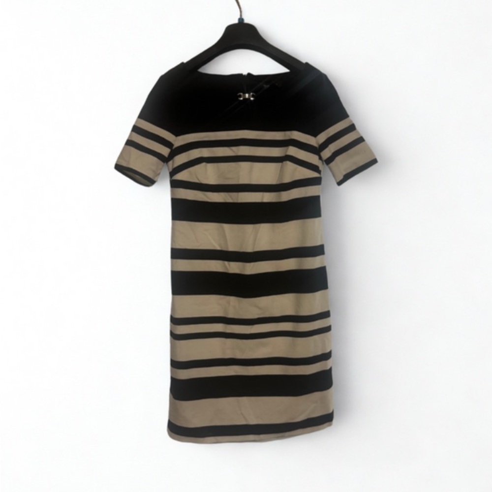 White House Black Market Black and Tan Sheath Mini Dress
